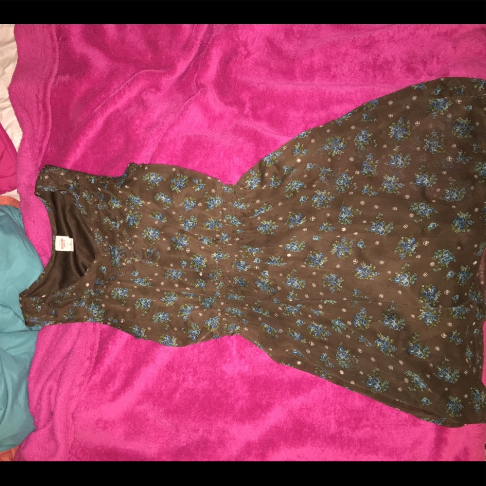 Floral Blue & Brown Dress